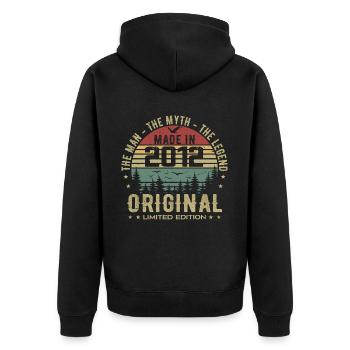 Original 2012 Retro 2012 Geburtstagsgeschenk 2012 - Unisex Premium Bio Zip Hoodie - Schwarz - Hinten - Nico (187cm)