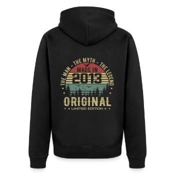 Original 2013 Retro 2013 Geburtstagsgeschenk 2013 - Unisex Premium Bio Zip Hoodie - Schwarz - Hinten - Nico (187cm)