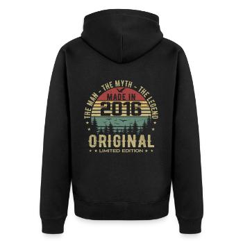 Original 2016 Retro 2016 Birthday Gift 2016 - Unisex Premium Organic Zip Hoodie - black - Back - Nico (187cm)
