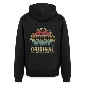 Original 2020 Retro 2020 Geburtstagsgeschenk 2020 - Unisex Premium Bio Zip Hoodie - Schwarz - Hinten - Nico (187cm)