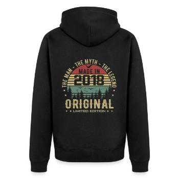 Original 2018 Retro 2018 Birthday Gift 2018 - Unisex Premium Organic Zip Hoodie - black - Back - Nico (187cm)