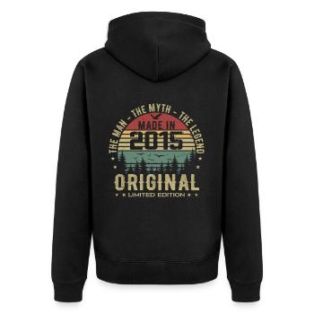 Original 2015 Retro 2015 Birthday Gift 2015 - Unisex Premium Organic Zip Hoodie - black - Back - Nico (187cm)