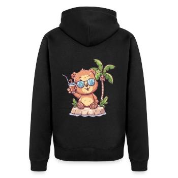 Bear Summer Beach Vacation - Unisex Premium Organic Zip Hoodie - black - Back - Nico (187cm)
