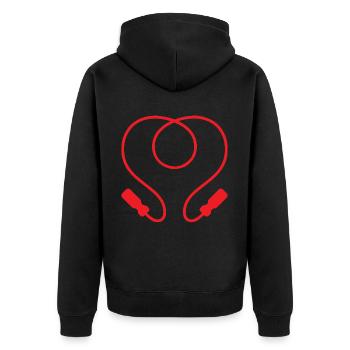 Conception de corde en forme de cœur rouge pour les sauteurs à la corde - Veste à capuche bio Premium Unisexe - noir - Dos - Nico (187cm)