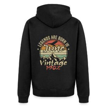 Birthday June 1962 born in June 1962 Retro 1962 - Unisex Premium Organic Zip Hoodie - black - Back - Nico (187cm)