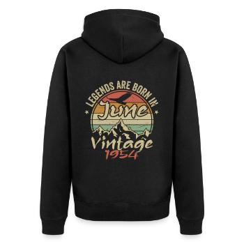 Geburtstag Juni 1954 geboren im Juni 1954 Retro 1954 - Unisex Premium Bio Zip Hoodie - Schwarz - Hinten - Nico (187cm)