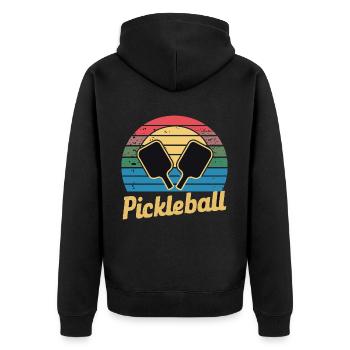 Pickleball für einen Pickleballspieler - Unisex Premium Bio Zip Hoodie - Schwarz - Hinten - Nico (187cm)