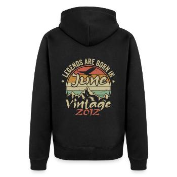 Geburtstag Juni 2012 geboren im Juni 2012 Retro 2012 - Unisex Premium Bio Zip Hoodie - Schwarz - Hinten - Nico (187cm)
