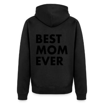Best mom ever - Unisex Premium Bio Zip Hoodie - Schwarz - Hinten - Nico (187cm)