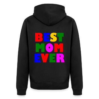 Best mom ever - Unisex Premium Bio Zip Hoodie - Schwarz - Hinten - Nico (187cm)