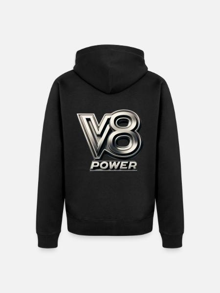 V8 power - Unisex Premium Organic Zip Hoodie - black