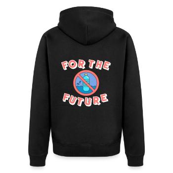 Naturschutz Plastik Klimawandel - Unisex Premium Bio Zip Hoodie - Schwarz - Hinten - Nico (187cm)