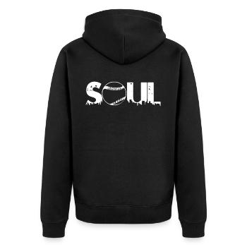 Baseball Soul - Unisex Premium Organic Zip Hoodie - black - Back - Nico (187cm)