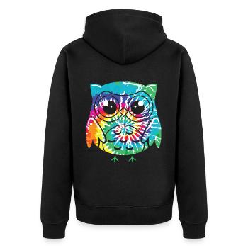 hibou amoureux des animaux hiboux - Veste à capuche bio Premium Unisexe - noir - Dos - Nico (187cm)
