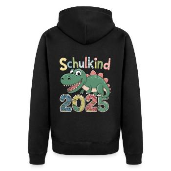 School Child 2025 First Year Dinosaur Dino - Unisex Premium Organic Zip Hoodie - black - Back - Nico (187cm)