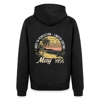 Legendary since May 1956, May 1956 - Unisex Premium Organic Zip Hoodie - black - Back - Nico (187cm)