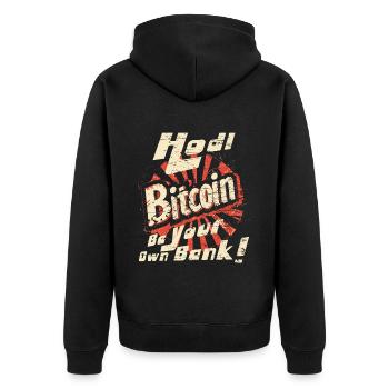 Hodl Bitcoin Soyez votre propre banque - Veste à capuche bio Premium Unisexe - noir - Dos - Nico (187cm)