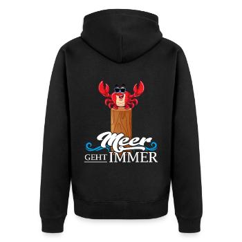 meer geht immer sommer-vibes moin moin meerweh - Unisex Premium Bio Zip Hoodie - Schwarz - Hinten - Nico (187cm)