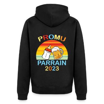 Promu Parrain 2023 - Veste à capuche bio Premium Unisexe - noir - Dos - Nico (187cm)