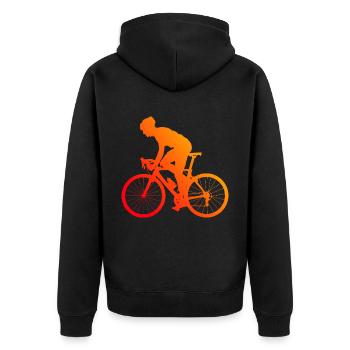 Rennrad Rennradfahrer Rennradfahren Damen - Unisex Premium Bio Zip Hoodie - Schwarz - Hinten - Nico (187cm)