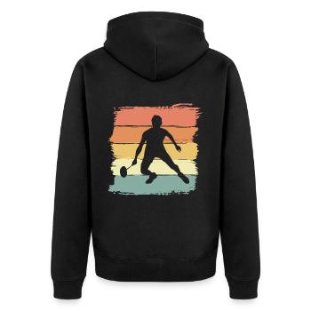 Badminton Retro Vintage Badminton Gift - Unisex Premium Organic Zip Hoodie - black - Back - Nico (187cm)