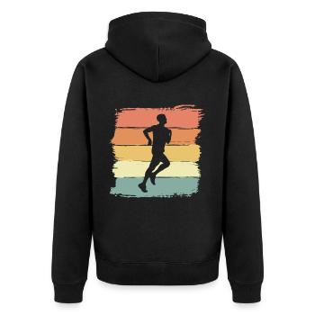 Running retro running vintage - Unisex Premium Organic Zip Hoodie - black - Back - Nico (187cm)
