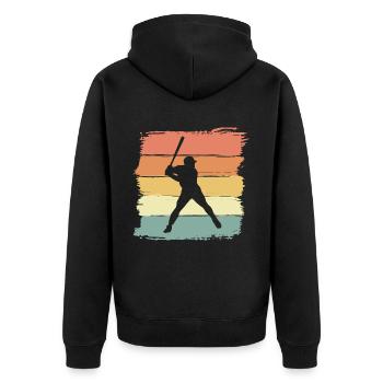 Baseball retro vintage Baseball Legende - Unisex Premium Bio Zip Hoodie - Schwarz - Hinten - Nico (187cm)