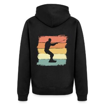 Wakeboard vintage retro wakeboard legend - Unisex Premium Organic Zip Hoodie - black - Back - Nico (187cm)