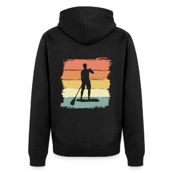 Paddleboard vintage retro Paddleboard Legen - Unisex Premium Bio Zip Hoodie - Schwarz - Hinten - Nico (187cm)