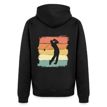 Golf Retro Vintage - Unisex Premium Bio Zip Hoodie - Schwarz - Hinten - Nico (187cm)