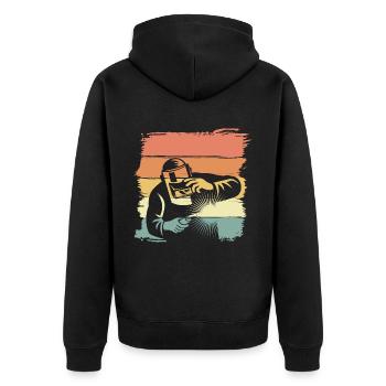 Welding retro vintage welder legend - Unisex Premium Organic Zip Hoodie - black - Back - Nico (187cm)