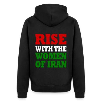 Rise with the women of iran - Unisex Premium Organic Zip Hoodie - black - Back - Nico (187cm)