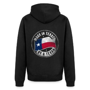 Made in Texas Design für stolze Texaner - Unisex Premium Bio Zip Hoodie - Schwarz - Hinten - Nico (187cm)