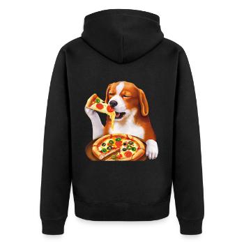 Beagle amateur de pizza - Veste à capuche bio Premium Unisexe - noir - Dos - Nico (187cm)