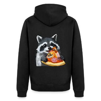 Raton laveur amateur de pizza - Veste à capuche bio Premium Unisexe - noir - Dos - Nico (187cm)