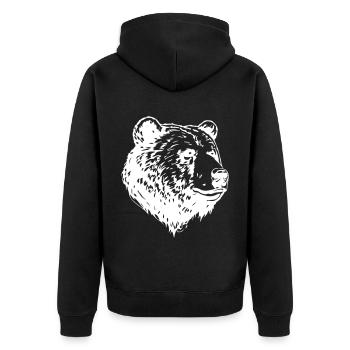 Bär Grizzly Kopf - Unisex Premium Bio Zip Hoodie - Schwarz - Hinten - Nico (187cm)
