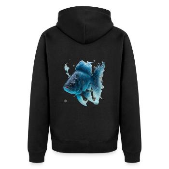 Realistischer Fisch aus Wasser - Unisex Premium Bio Zip Hoodie - Schwarz - Hinten - Nico (187cm)