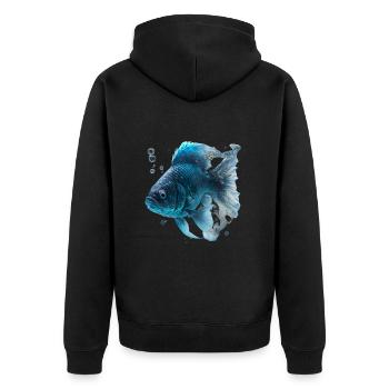 Realistischer Fisch aus Wasser - Unisex Premium Bio Zip Hoodie - Schwarz - Hinten - Nico (187cm)