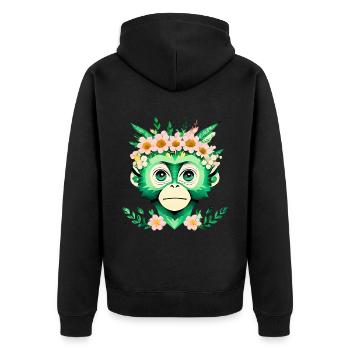 Ami singe fleuri - Veste à capuche bio Premium Unisexe - noir - Dos - Nico (187cm)