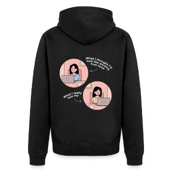 Work Reality Design für stolze Pinoys - Unisex Premium Bio Zip Hoodie - Schwarz - Hinten - Nico (187cm)