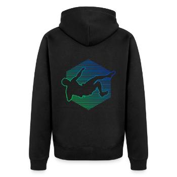 Grimpeur Boulder, Bloc, Grimpeur Femmes - Veste à capuche bio Premium Unisexe - noir - Dos - Nico (187cm)