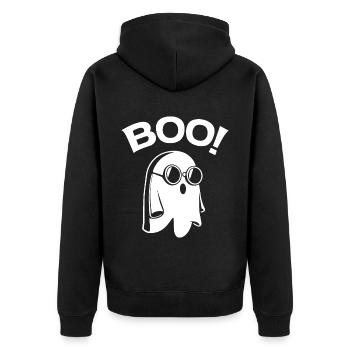 Halloween Costume Pumpkin Skeleton Horror Ghost - Unisex Premium Organic Zip Hoodie - black - Back - Nico (187cm)