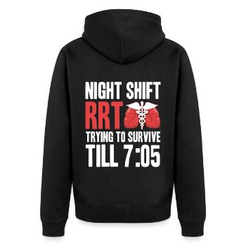 Atemtherapeut Geschenke | Atemtherapeuten Arzt - Unisex Premium Bio Zip Hoodie - Schwarz - Hinten - Nico (187cm)