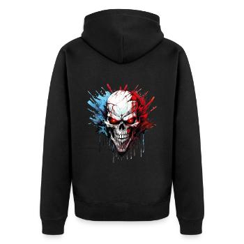 Totenkopf Totenschädel Skelett Motorrad Biker Gang - Unisex Premium Bio Zip Hoodie - Schwarz - Hinten - Nico (187cm)