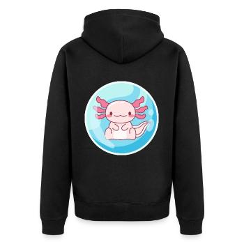 Axolotl Water Bubble Design for Axolotl Lovers - Unisex Premium Organic Zip Hoodie - black - Back - Nico (187cm)