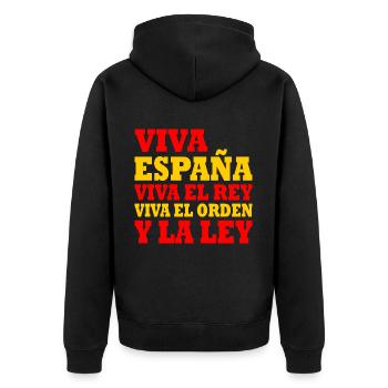 viva españa viva el rey viva el orden y la ley - Unisex Premium Bio Zip Hoodie - Schwarz - Hinten - Nico (187cm)