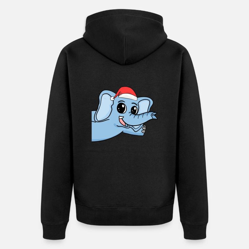 Noël des éléphants - Veste à capuche bio Premium Unisexe - noir