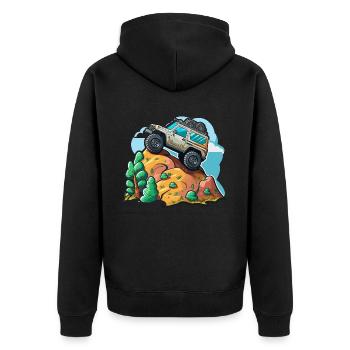 The Off-Road Climber - Unisex Premium Organic Zip Hoodie - black - Back - Nico (187cm)