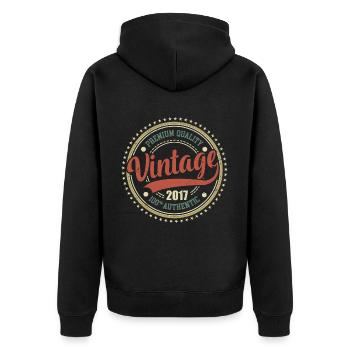 Vintage 2017 Retro Anniversary 2017 - Unisex Premium Organic Zip Hoodie - black - Back - Nico (187cm)