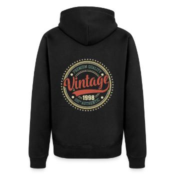 Jahrgang 1998 Retro Geburtstag 1998 - Unisex Premium Bio Zip Hoodie - Schwarz - Hinten - Nico (187cm)